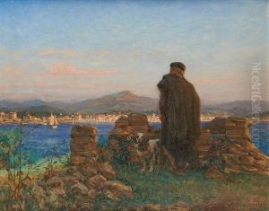Berger Et Son Chien Face A Saint-jean-de-luz by Paul Jobert