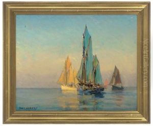 Fishing Boats In The Morning Sun, Brimeux, France by Paul Jobert