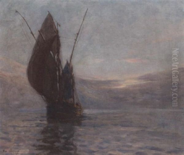 A Sailing Ship At Sea - view 1