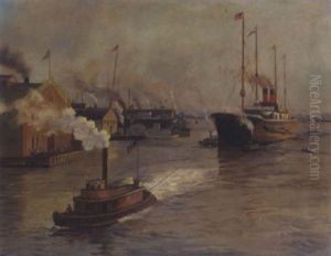 A View Of New York Harbor by Paul Jobert