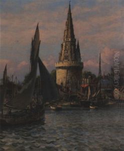 Harbor Scene At La Rochelle, France by Paul Jobert