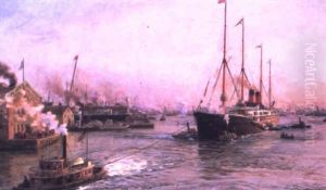 L'arrivee Du Champagne Dans Le Port De New York
