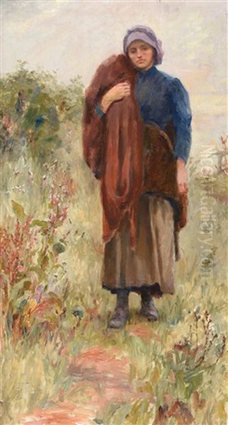 Fisher Girl Standing On Headland - view 1