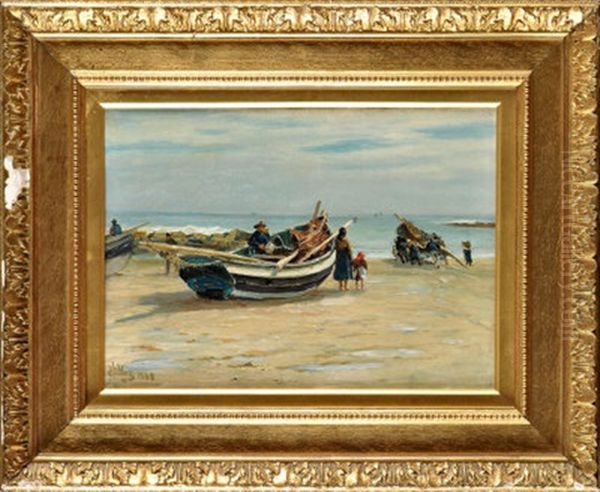 Launching Cobles At Cullercoats - view 1