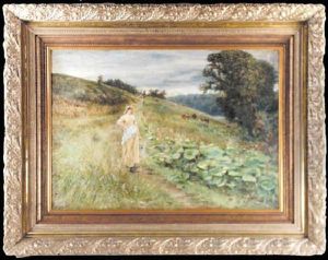 Milkmaid In Landscape by Robert Jobling