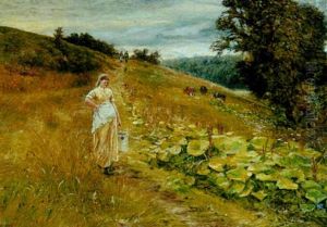 A Rolling Landscape With A Milkmaid By Dock Leaves A Rolling Landscape With A Milkmaid By Dock Leaves