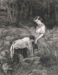 Girls Gathering Bracken by Robert Jobling