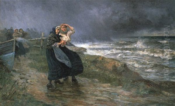 Cullercoats Fishwives Awaiting The Return Of The Fleet - view 1