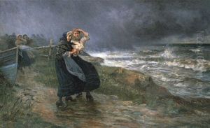 Cullercoats Fishwives Awaiting The Return Of The Fleet