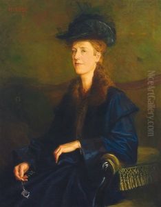 Halbfigurliches Portrait Einer Dame In Pelzverbramtem Kleid Mit Lorgnon In Der Rechten Halbfigurliches Portrait Einer Dame In Pelzverbramtem Kleid Mit Lorgnon In Der Rechten