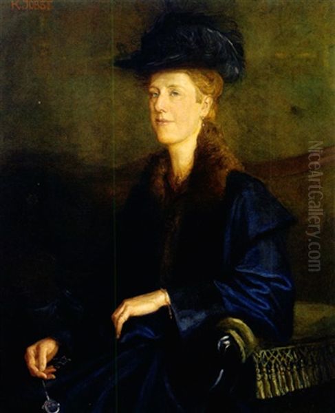 Halbfigurliches Portrait Einer Blonden Dame Mit Lorgnon In Der Rechten - view 1