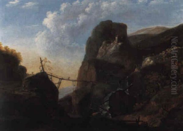 Romantische Gebirgslandschaft Mit Einer Brucke - view 1