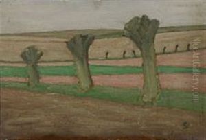 Poplars In Landscape by Claus Johansen