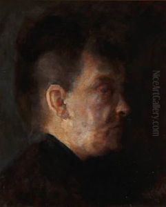 Dameportraet - Pfofil Mod Hojre (portrait Of A Lady) by Fridolin Hans Johansen