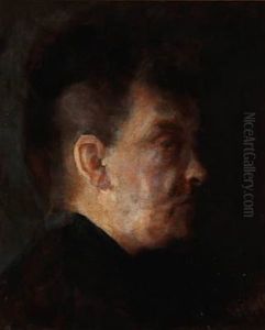 Dameportraet. Profil Mod Hojre by Fridolin Hans Johansen