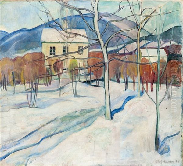 Vinterlandskap Med Hus, Lillehammer - view 1