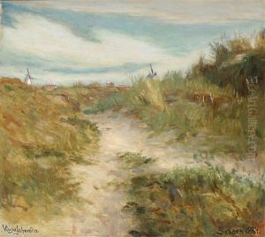 A View From Klitvej With The Two Mills In The Background by Viggo Johansen
