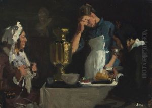 A Servent Is Being Corrected By The Lady Of The House by Viggo Johansen