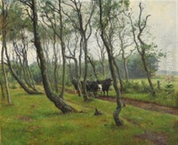 A Shepherd With Cows In The Outskirts Of The Forest, Skagen - view 1