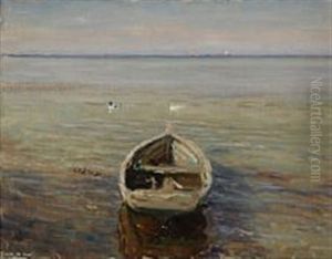 View From A Beach With A Rowing Boat And Ducks View From A Beach With A Rowing Boat And Ducks