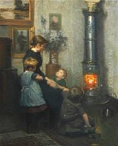 A Mother Telling Stories For The Little Ones by Viggo Johansen