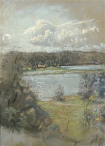 View Of Tyresjo, Sweden (+ Portait Of The Artist's Wife Martha, Verso) by Viggo Johansen