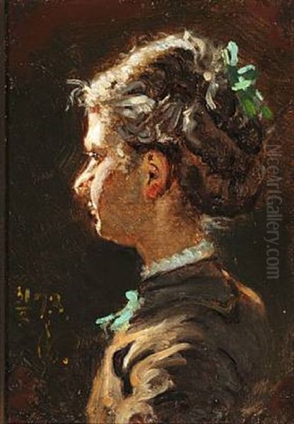 Portrait Of A Woman In Profile Illuminated From The Left - view 1