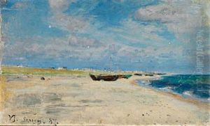 Boats At The Beach Of Skagen by Viggo Johansen