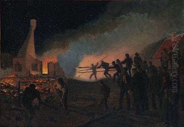Fire In Skagen At Night - view 1