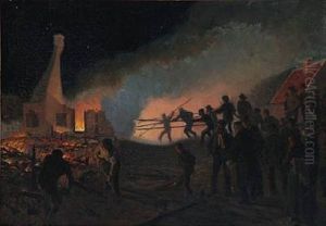 Fire In Skagen At Night by Viggo Johansen