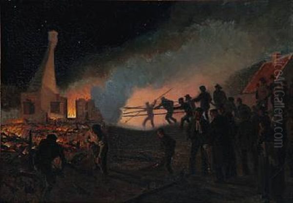 Fire In Skagen At Evening - view 1