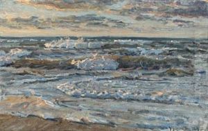 Evening Light At The Beach Of Skagen by Viggo Johansen