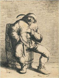 Peasant Sitting On A Cask (hollstein 34; W. 31) by Willem Basse