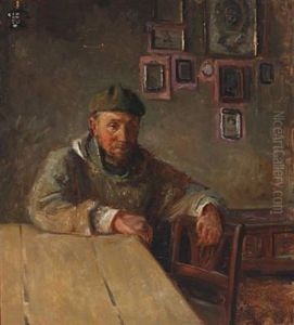 Interior With Fisherman by Viggo Johansen