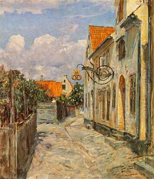 Street In Dragor With The Baker's Signpost (a Pretzel) On A House - view 1