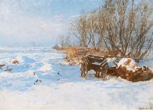 Winter Landscape With Cart by Viggo Johansen