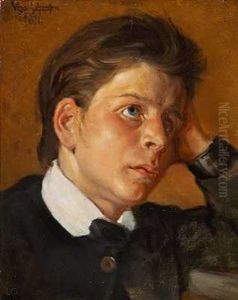 Portraet Af En Dreng I Hvid Skjorte Og Mork Jakke Portraet Af En Dreng I Hvid Skjorte Og Mork Jakke