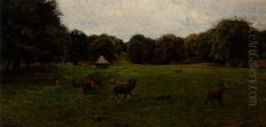 Ulvedalen. Kronhjorte Ved Foderhus I Ulvedalene by Viggo Johansen