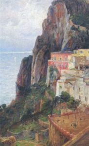 Udsigt Over Landskab Ved Capri, Forgrunden Huse