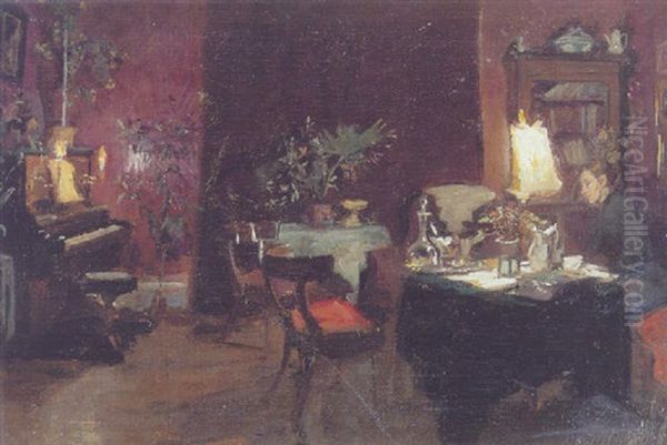 Interior Med Kunstnerens Hustru I Sofaen - view 1