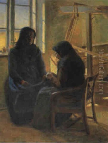 To Kvinder I Interieur, Siddende Ved V+v - view 1