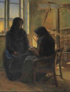 To Kvinder I Interieur, Siddende Ved V+v To Kvinder I Interieur, Siddende Ved V+v