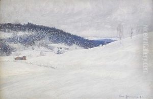 Landskapsvy Fran Medelpad, Vinter by Carl (August) Johansson