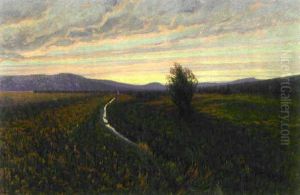 Norrlandskt Landskap I Aftonstamning by Carl (August) Johansson