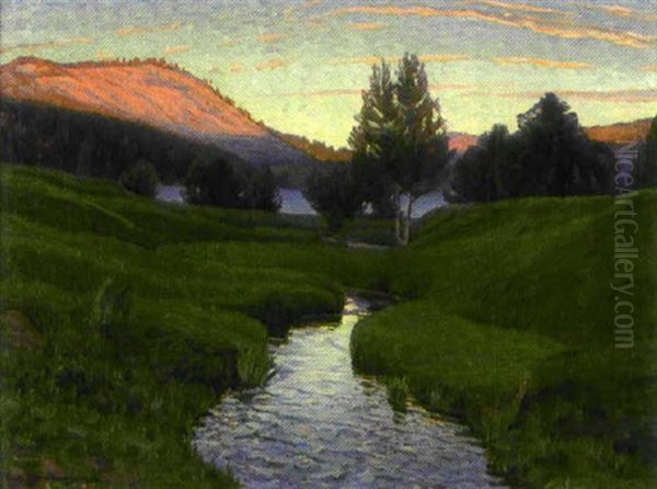 Insjolandskap I Aftonrodnad - view 1