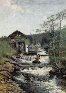 Norrlandskt Landskap Med Sagverk Norrlandskt Landskap Med Sagverk