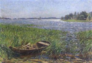 Seeufer Mit Einem Boot Im Schiff
