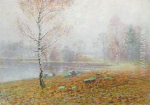 Insjolandskap I Hostfarger by Carl (August) Johansson