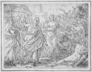 Phryne Versucht Xenokrates Zu by Marcantonio Bassetti