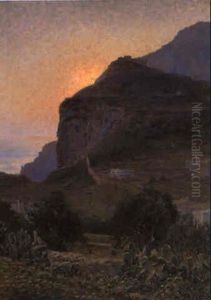 Solnedgang Over Bergen- Amalfi by Carl (August) Johansson